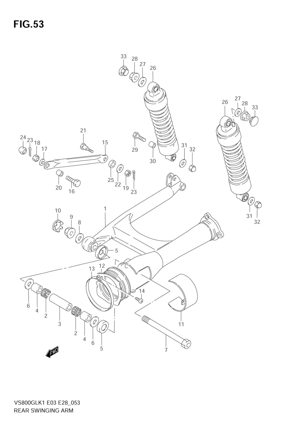 Rear swinging arm