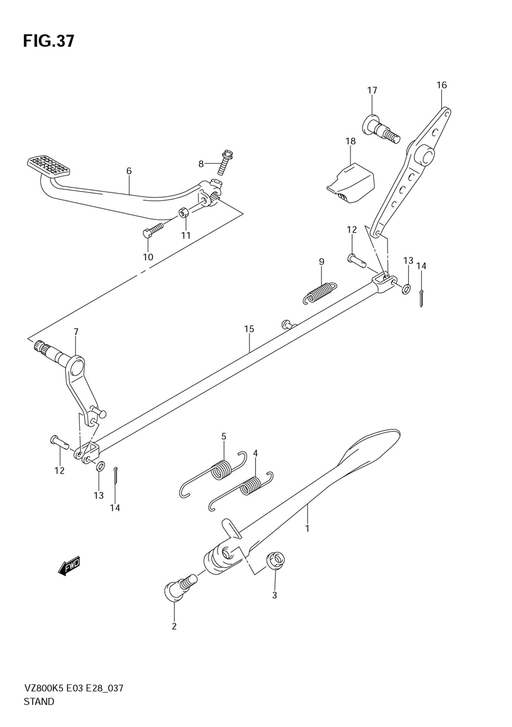 Stand - rear brake