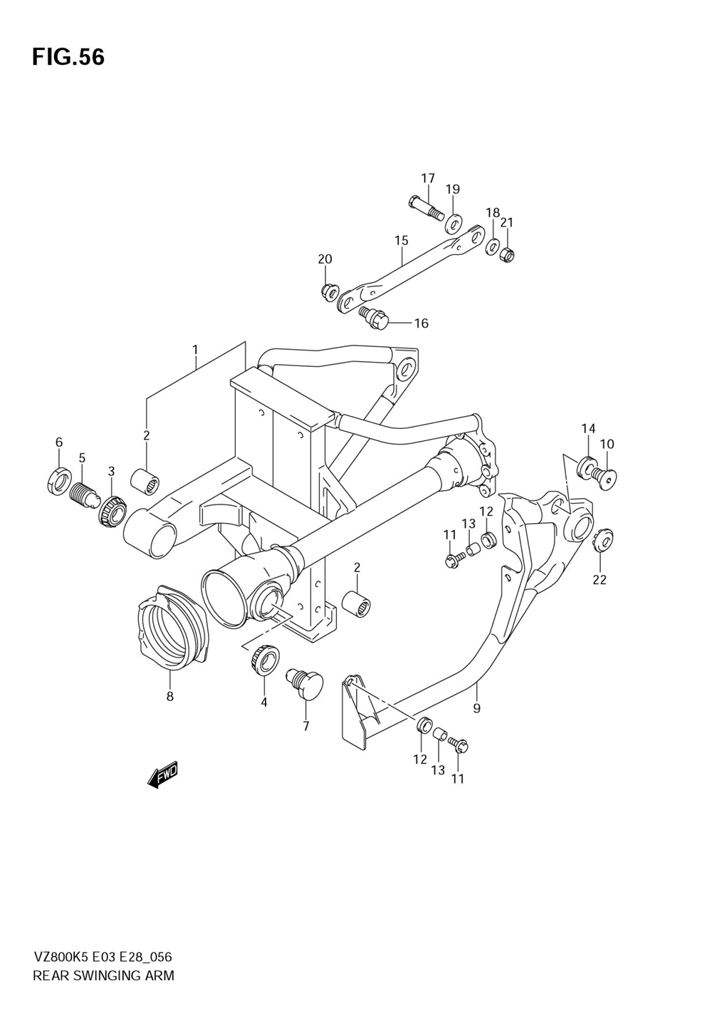 Rear swinging arm