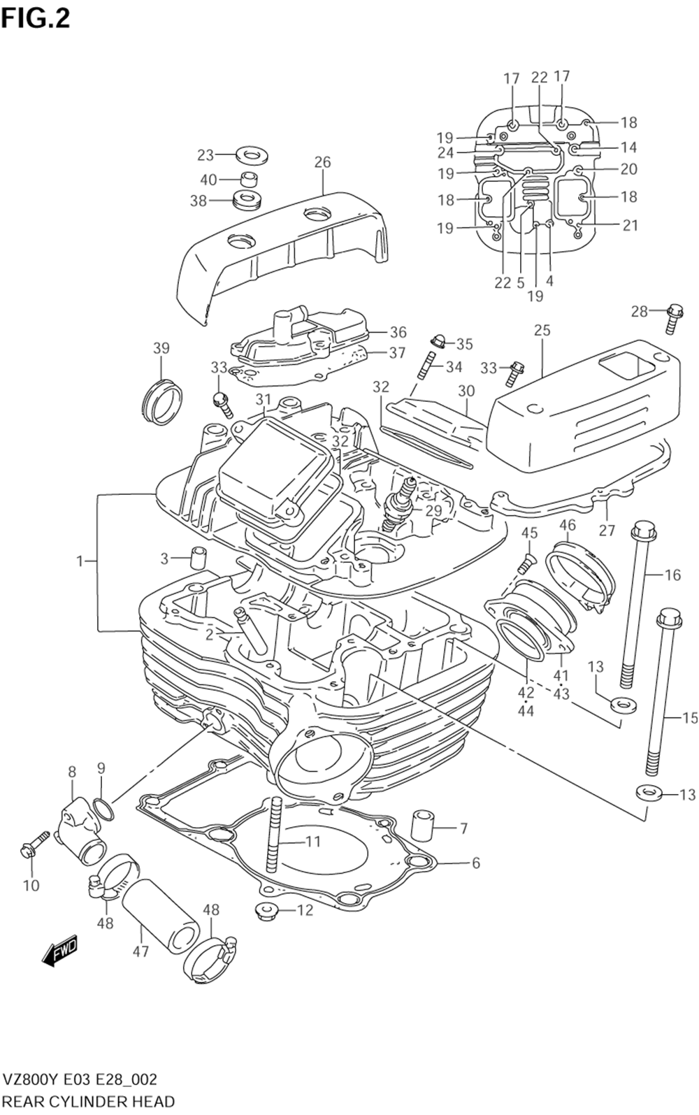 Rear cylinder head