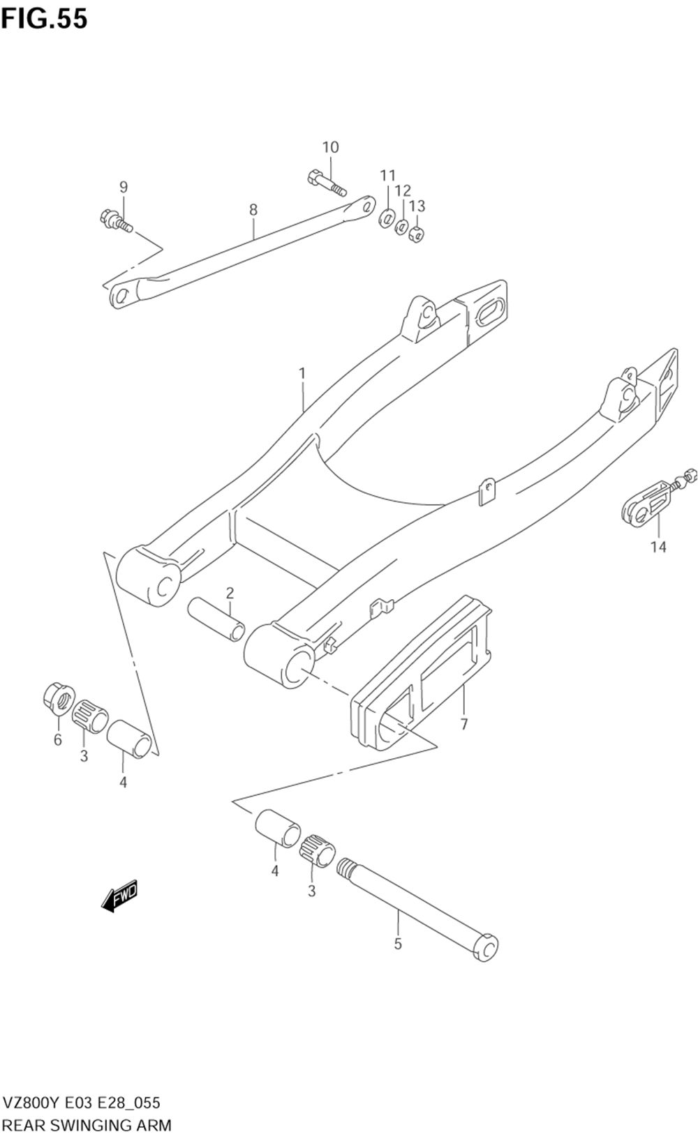 Rear swinging arm