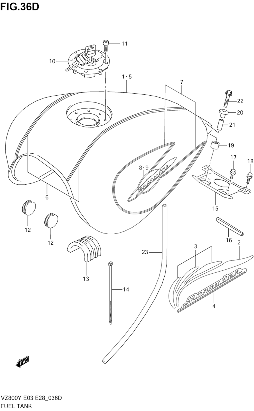 Fuel tank (model y f.no.103783~)