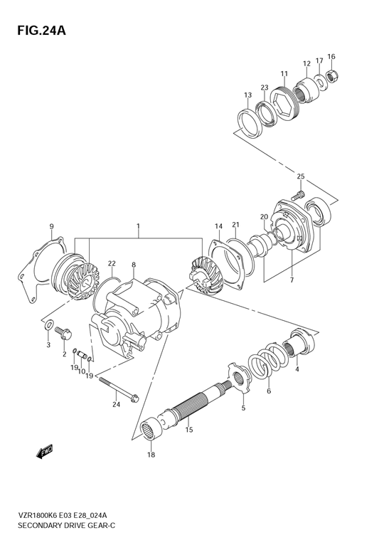 Secondary drive gear (model k8)