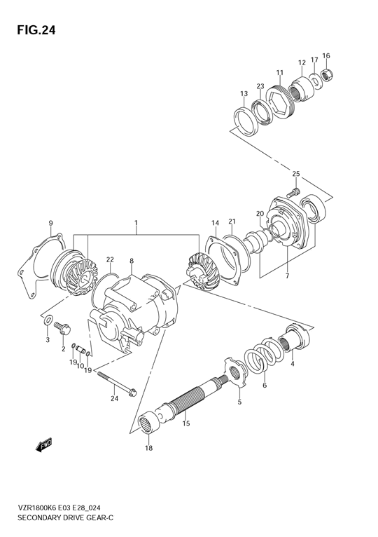 Secondary drive gear (model k6_k7)