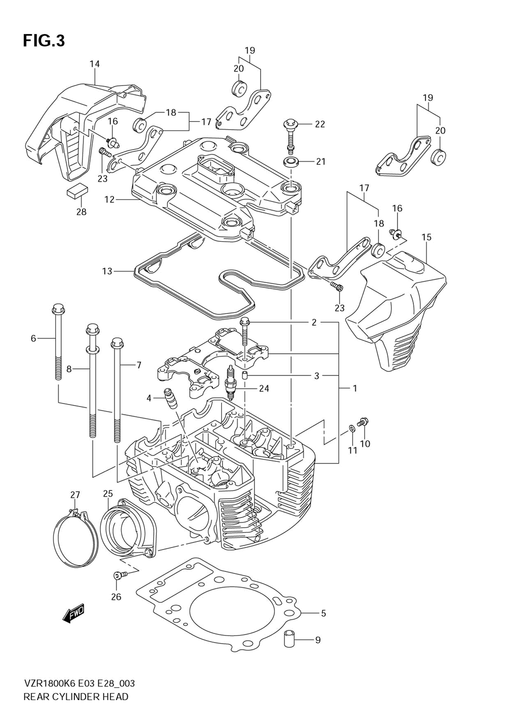 Rear cylinder head