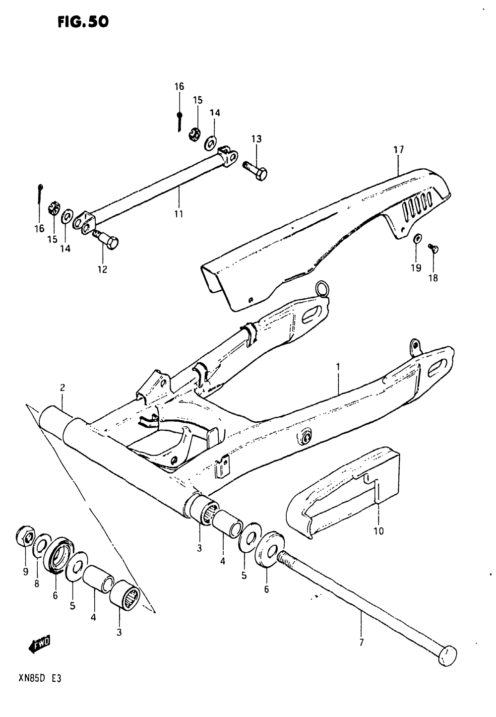 Rear swinging arm