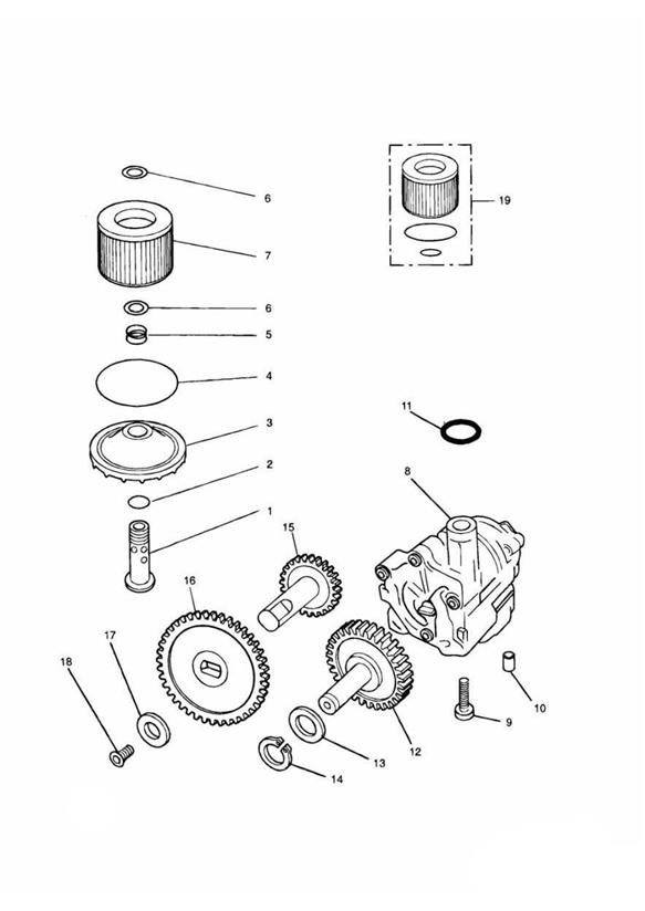 Oil pump, oil pump drive & oil filter