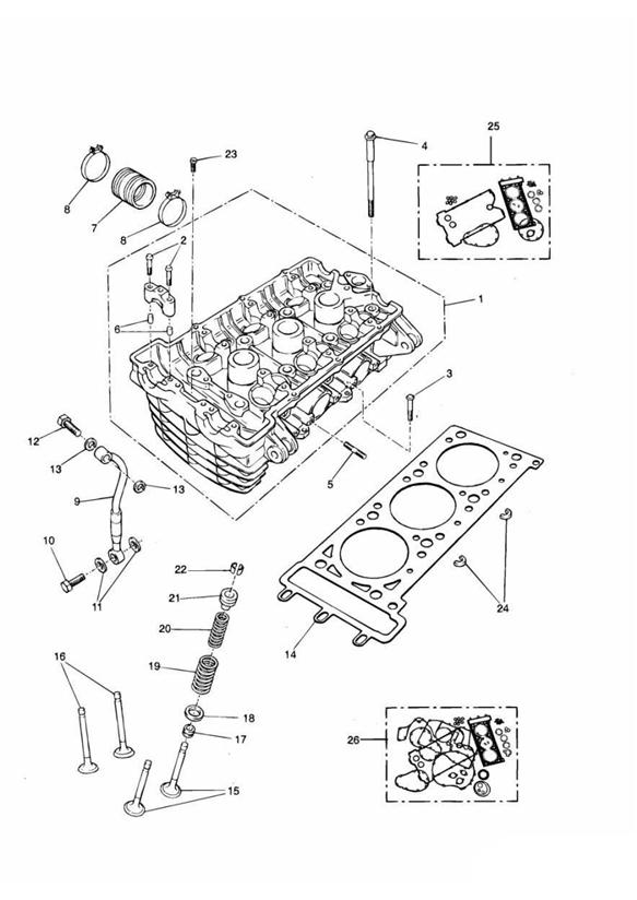 Cylinder head and valves