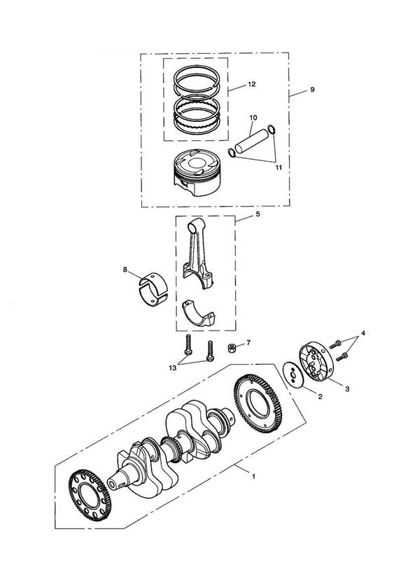 Crankshaft, conn rods & pistons