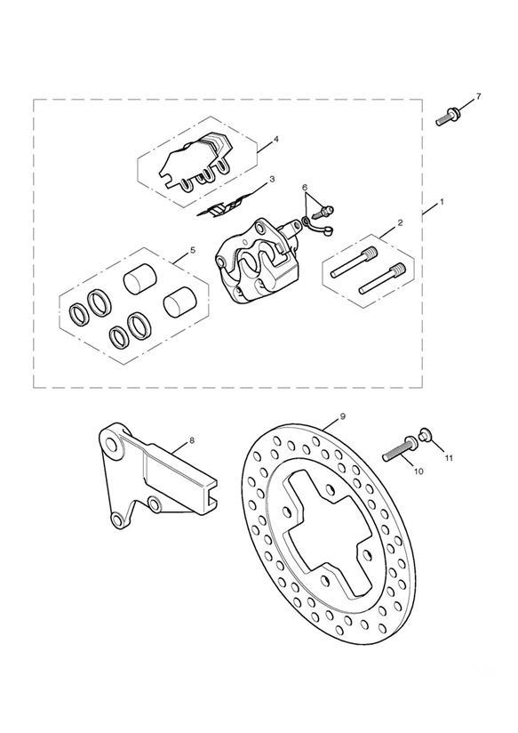 Rear brake caliper & disc