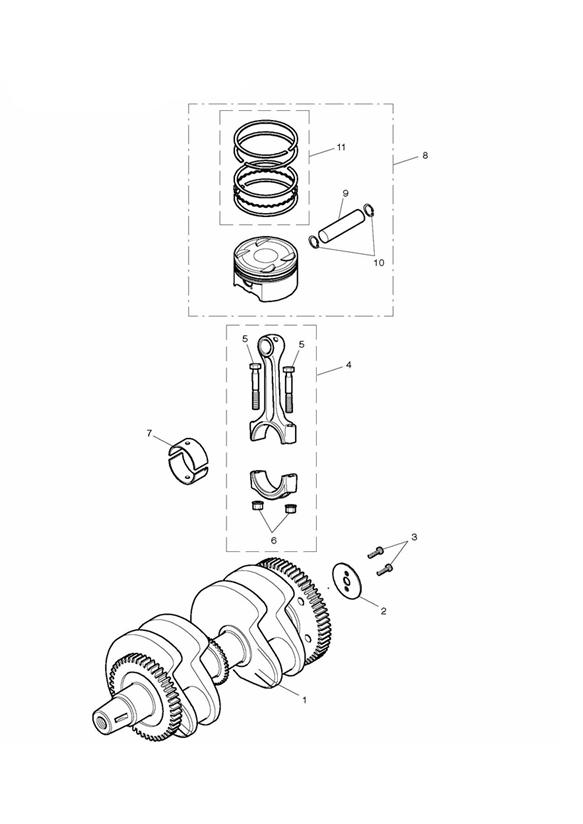 Crankshaft, connecting rods & pistons