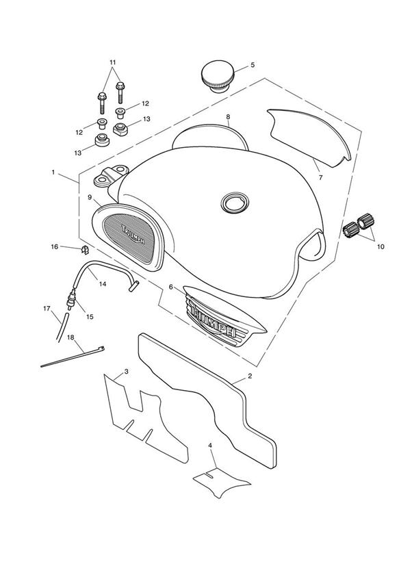 Fuel tank & fittings - bonneville t100