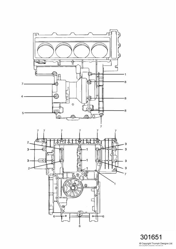 Crankcase fixings 4 cylinder  + 12635