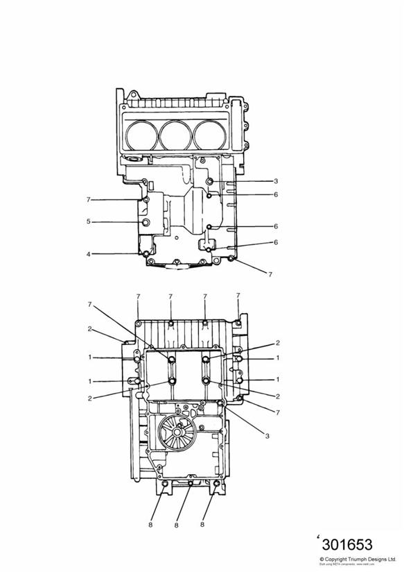 Crankcase fixings - daytona 900 3 cylinder  + 9872