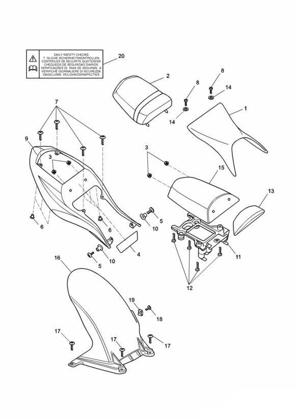 Bodywork - rear side panels and seat