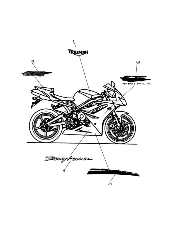 Bodywork - decals; 411984 white bikes, 429247 red bikes & 429653 black bikes  498020