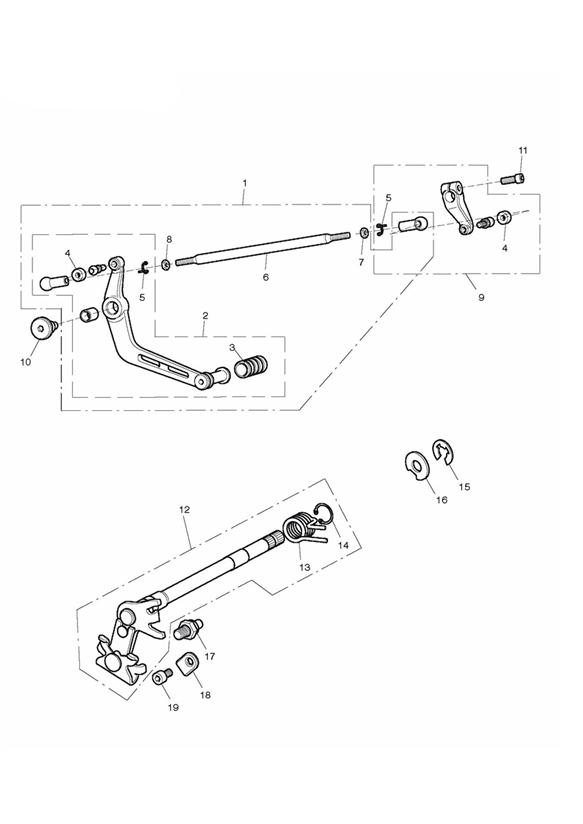 Gear change mechanism - excluding 675r  540562 (including  540615 & 540625)