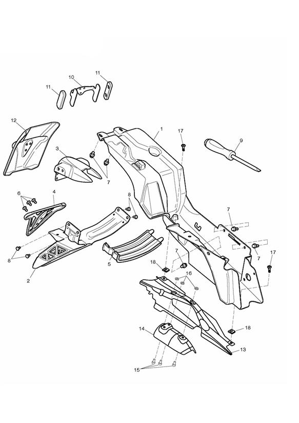 Rear mudguard & battery box