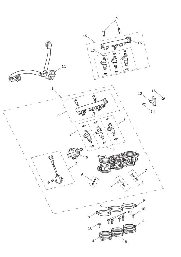 Throttles, injectors and fuel rail