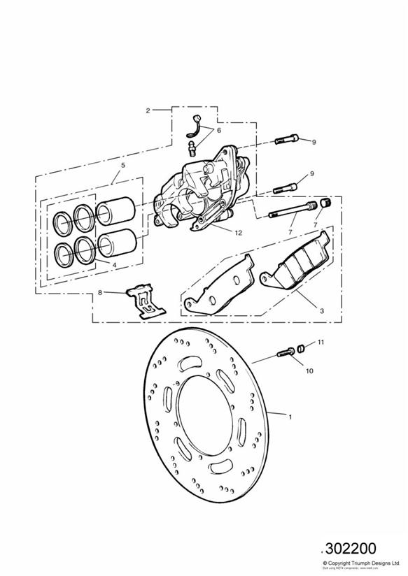 Front brake caliper and disc