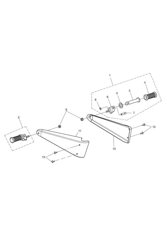 Rear footrests & mountings