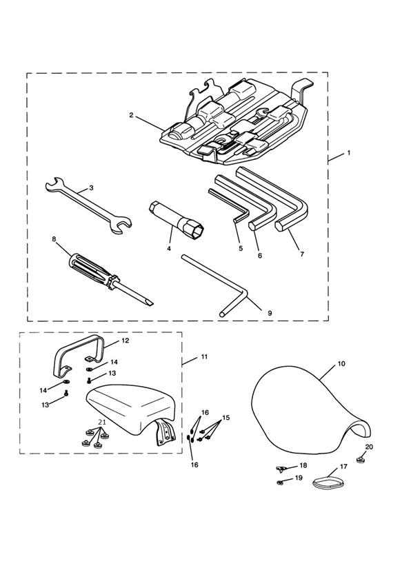 Tool kit & seat - rocket iii & roadster