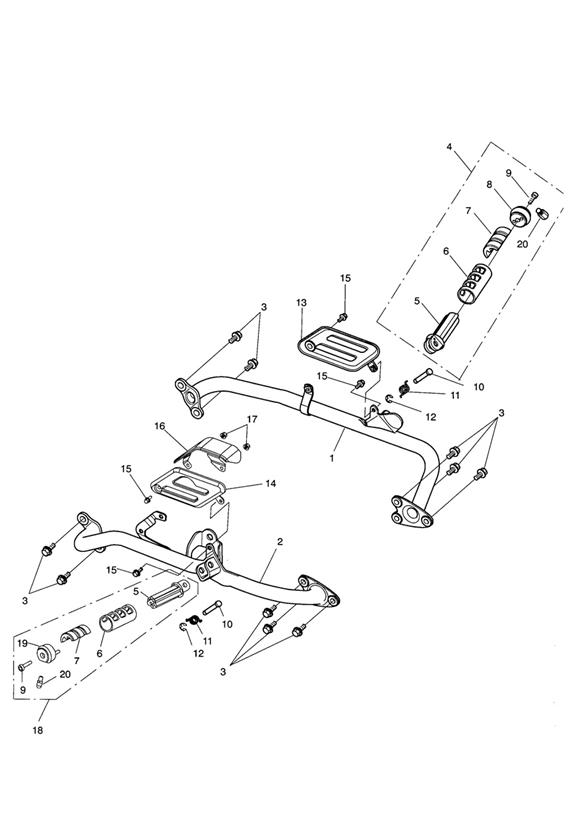 Front footrests & mountings - rocket iii