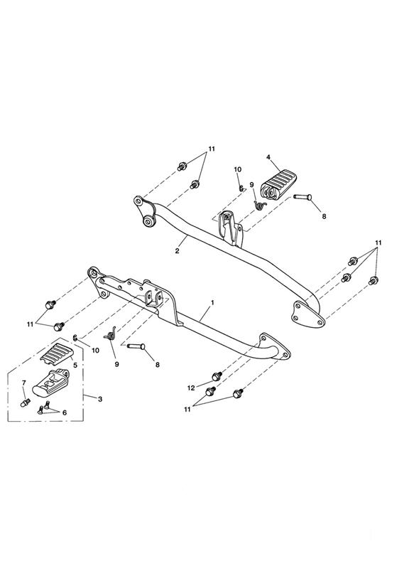 Front footrests & mountings - roadster