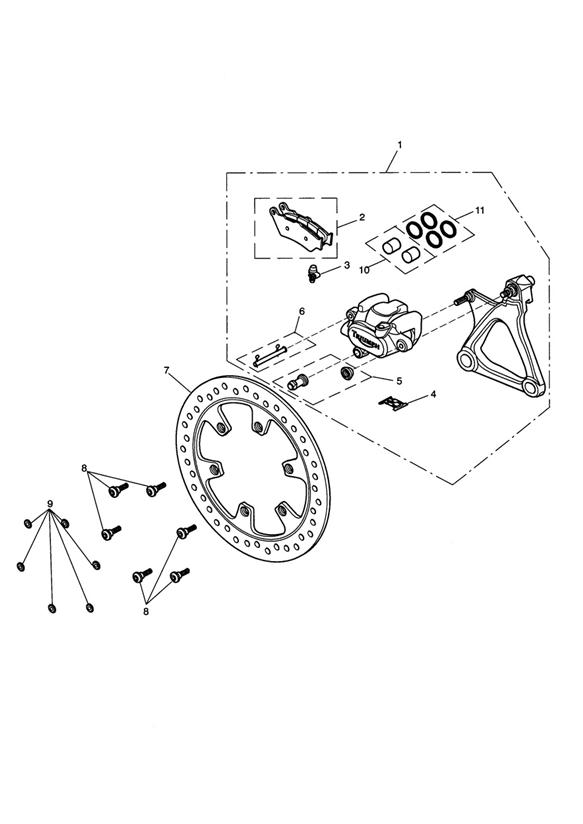 Rear brake caliper & disc