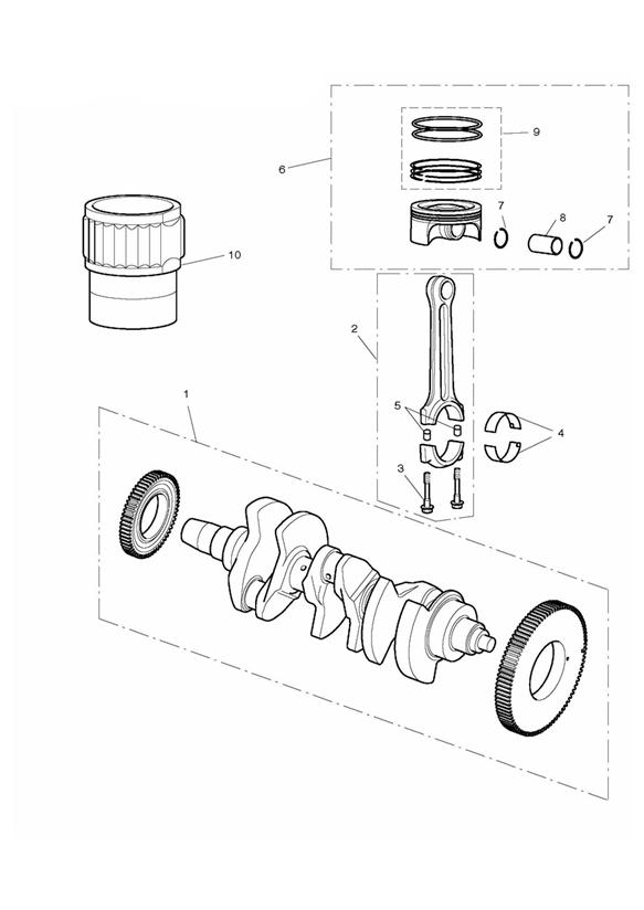 Crankshaft, connecting rods, pistons & liners