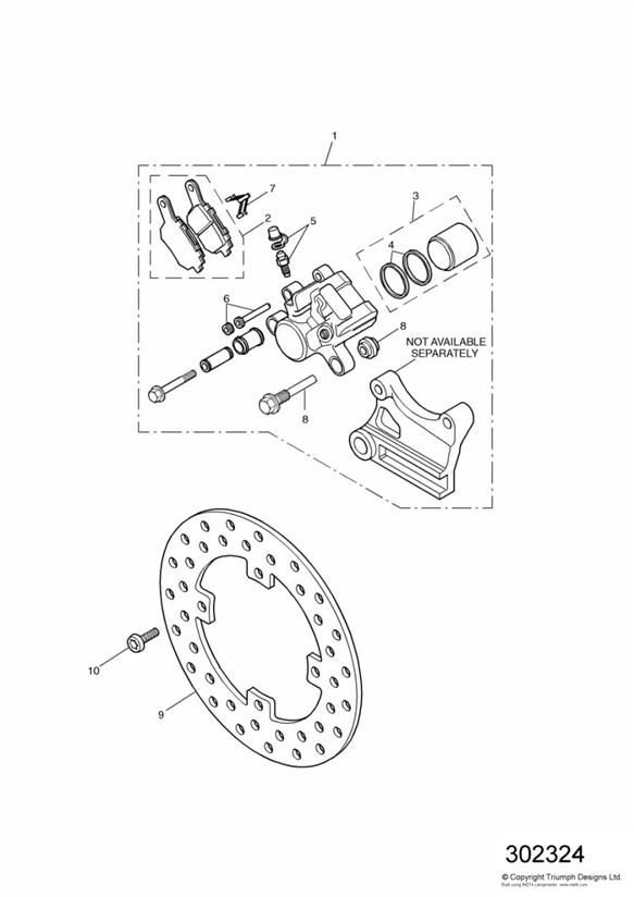 Rear brake disc and caliper