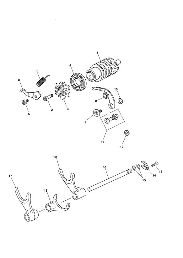 Gear selector drum - eng no 340170