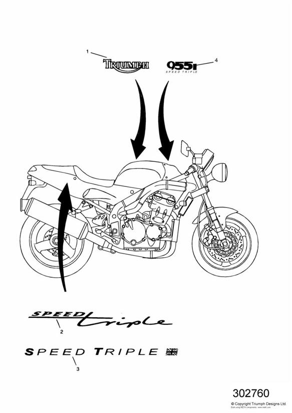 Bodywork - decals 955cc engine