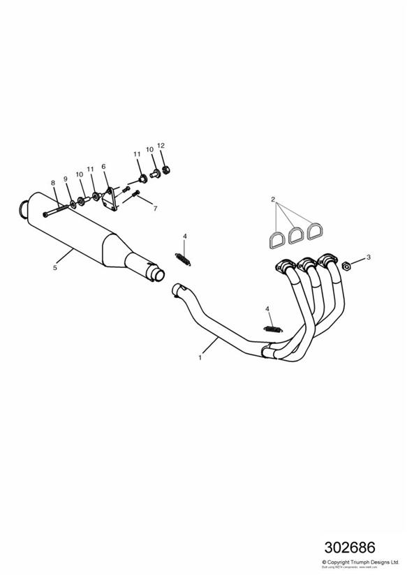 Exhaust system 885cc engine