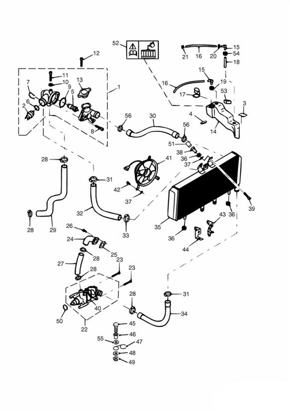 Cooling system 885cc engine