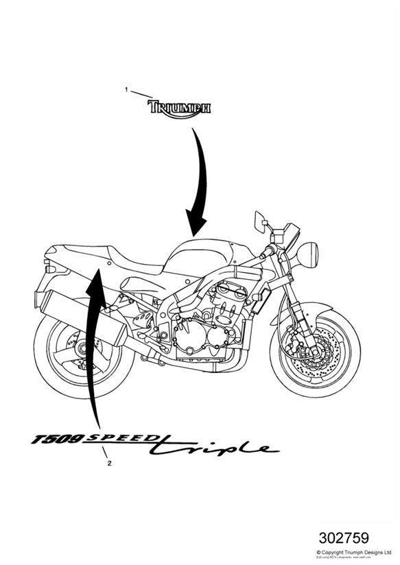 Bodywork - decals 885cc engine