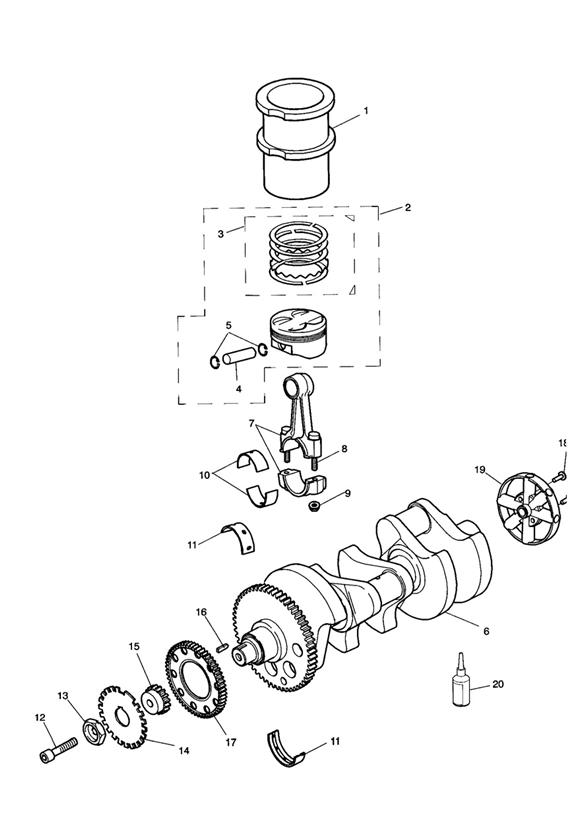 Crankshaft_conn rod_pistons and liners 955cc engine