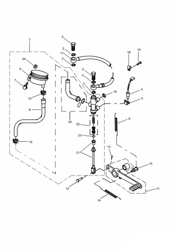 Rear brake master cylinder