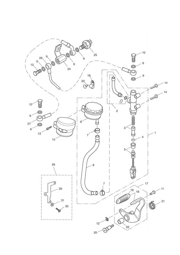 Rear brake master cylinder