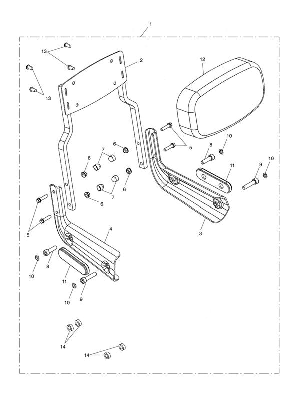 Traditional sissy bar, short