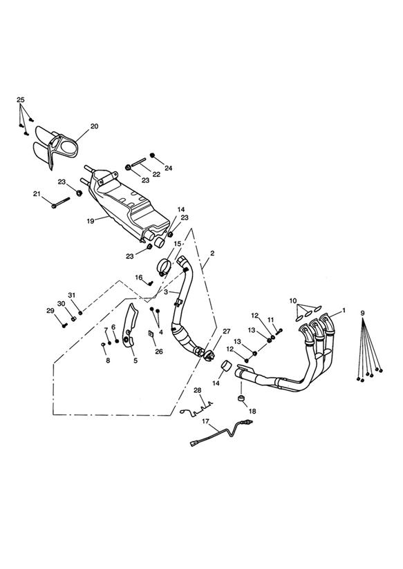 Exhaust system - all markets except au, nz & za 281466