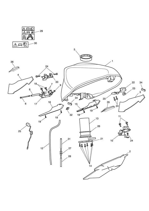 Fuel tank & fittings - 340148 (non abs) 340227 (abs version)