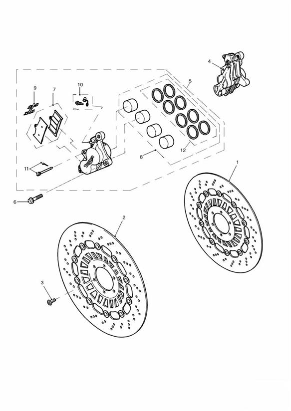 Front brake caliper and disc