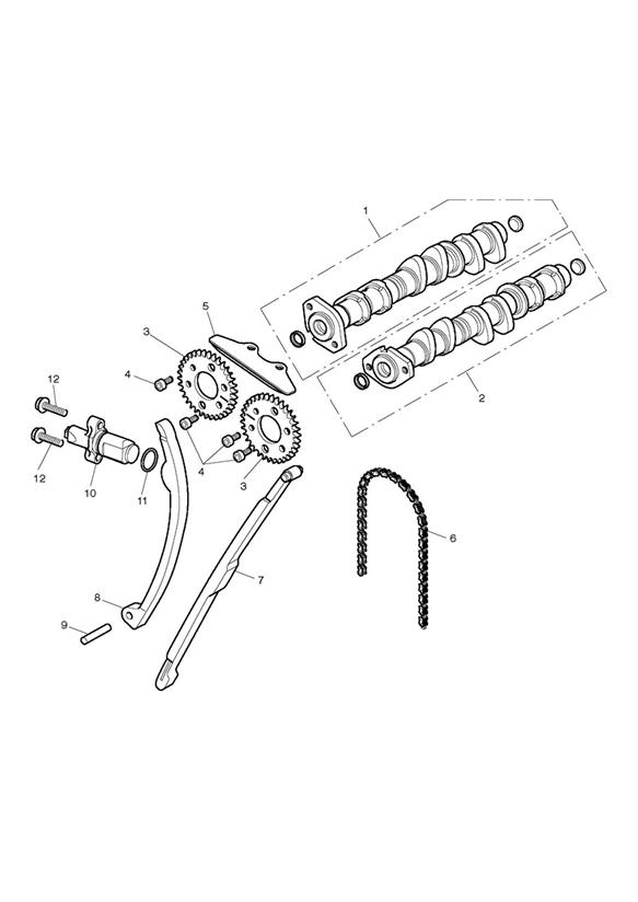 Camshaft & camshaft drive - eng no 503519  eng no 508231