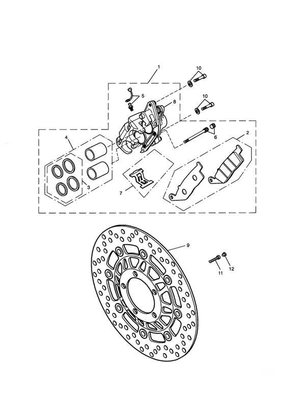 Front brake caliper & discs