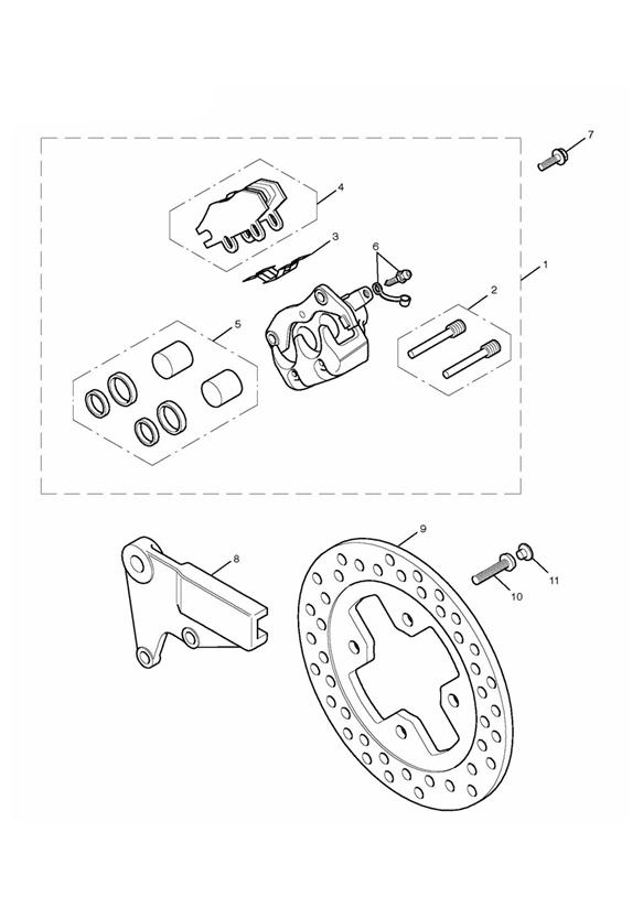 Rear brake caliper & disc