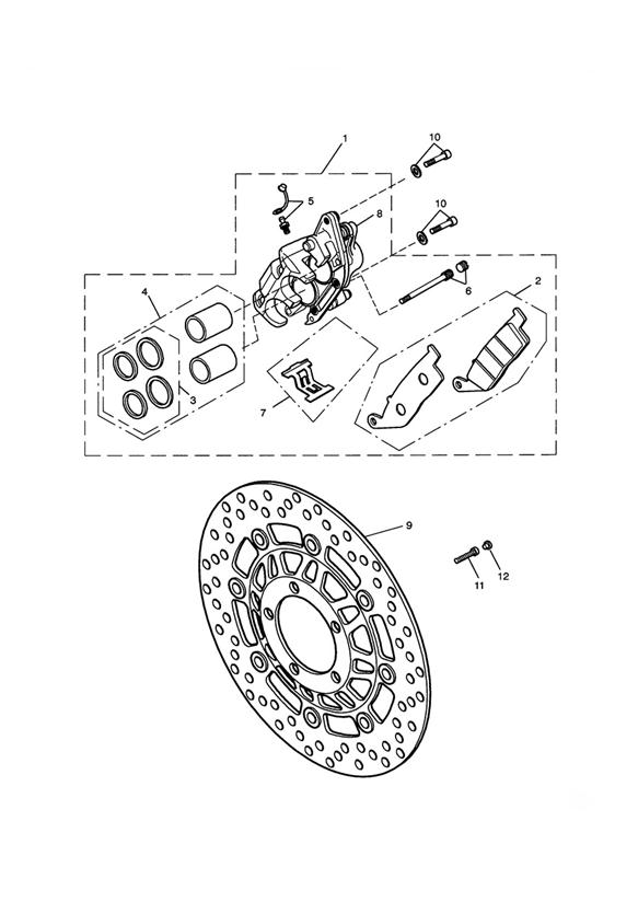 Front brake caliper & discs