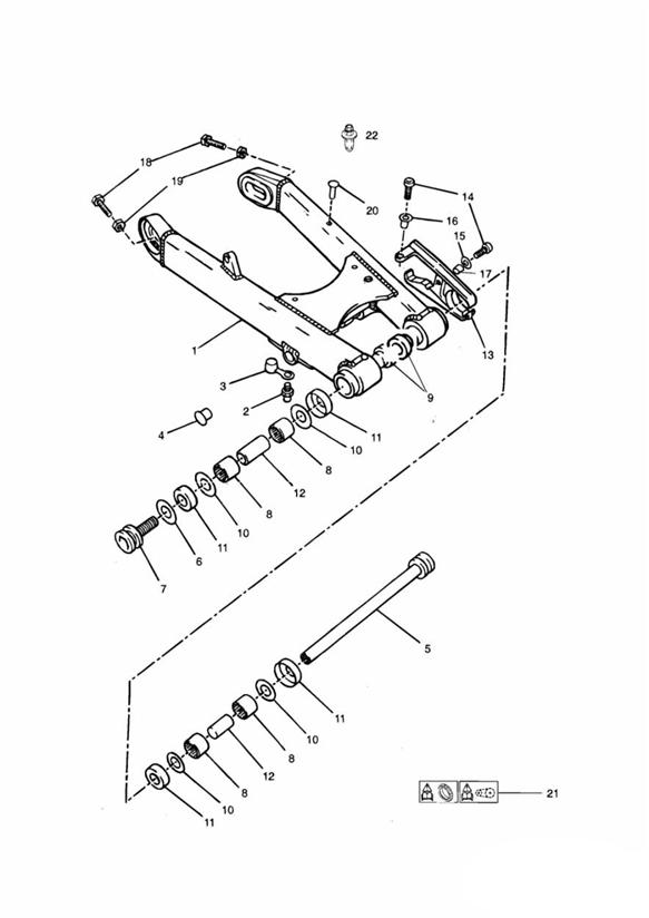 Swinging arm 29156 + 101853 (plus 102063 + 102074 inclusive )