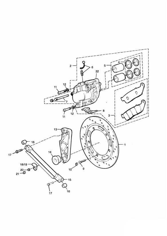 Rear brake disc and caliper