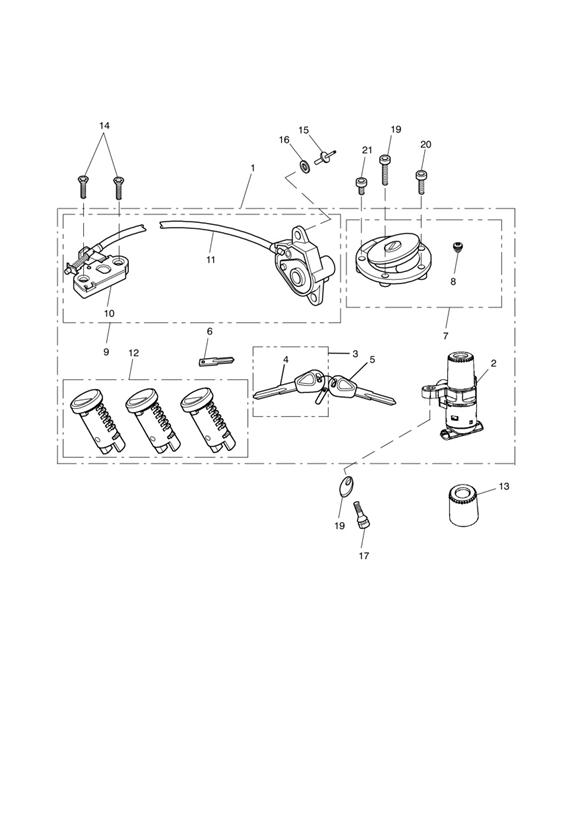 Ignition switch & lock set - non abs 468640  & abs 440483